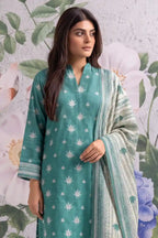 Khaadi 3-Piece Unstitched Printed Lawn Suit Set (Sea Green)