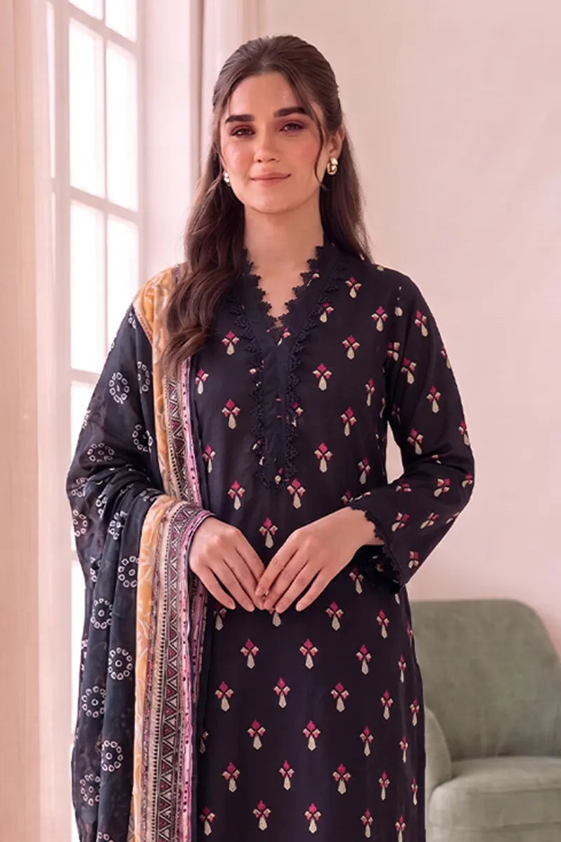 Women's Stitched 3-Piece Lawn Suit by KBC Fashion (Midnight Black)