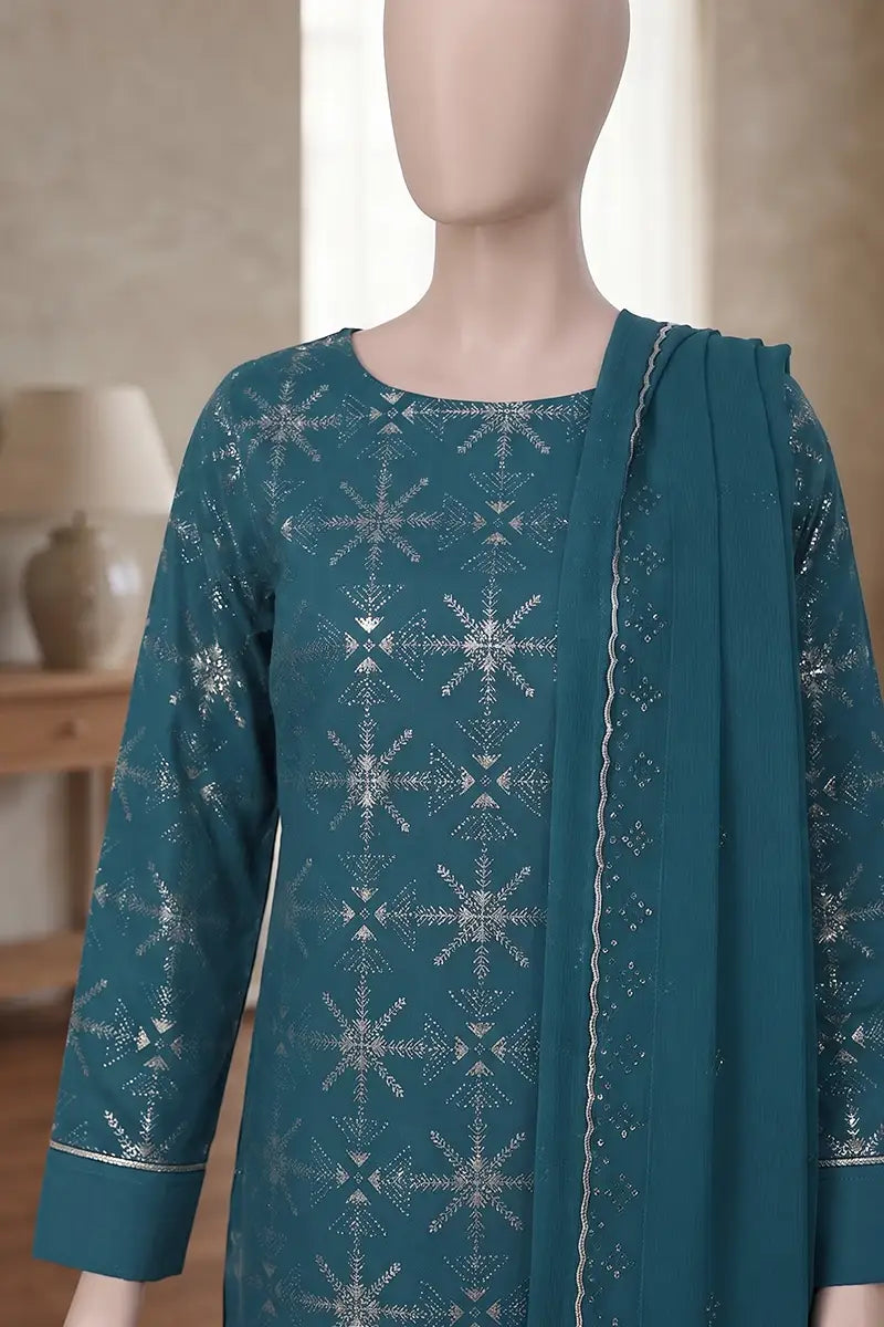 Breeza by Breeza Fashion - 3PC Unstitched Embroidered Lawn Suit (Teal Blue)
