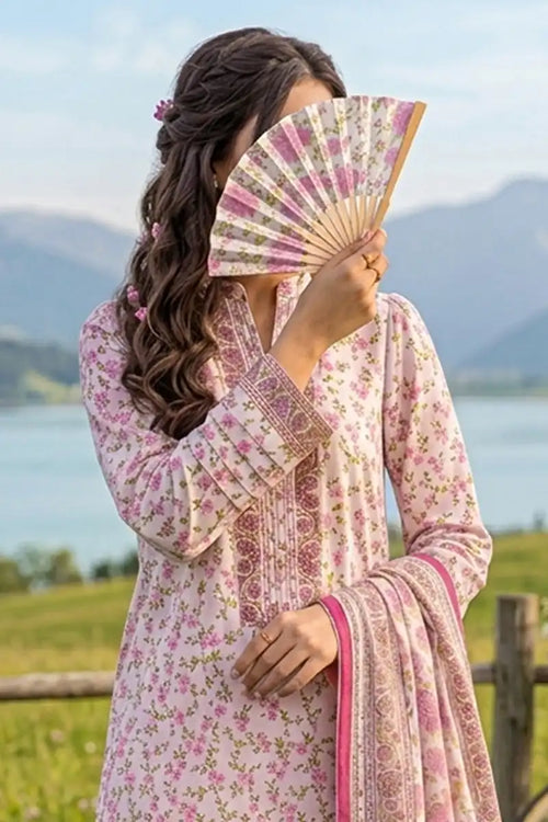 Almeerah - Nelofir Bloom 3PC Unstitched Printed Lawn Suit (Pink Élan)
