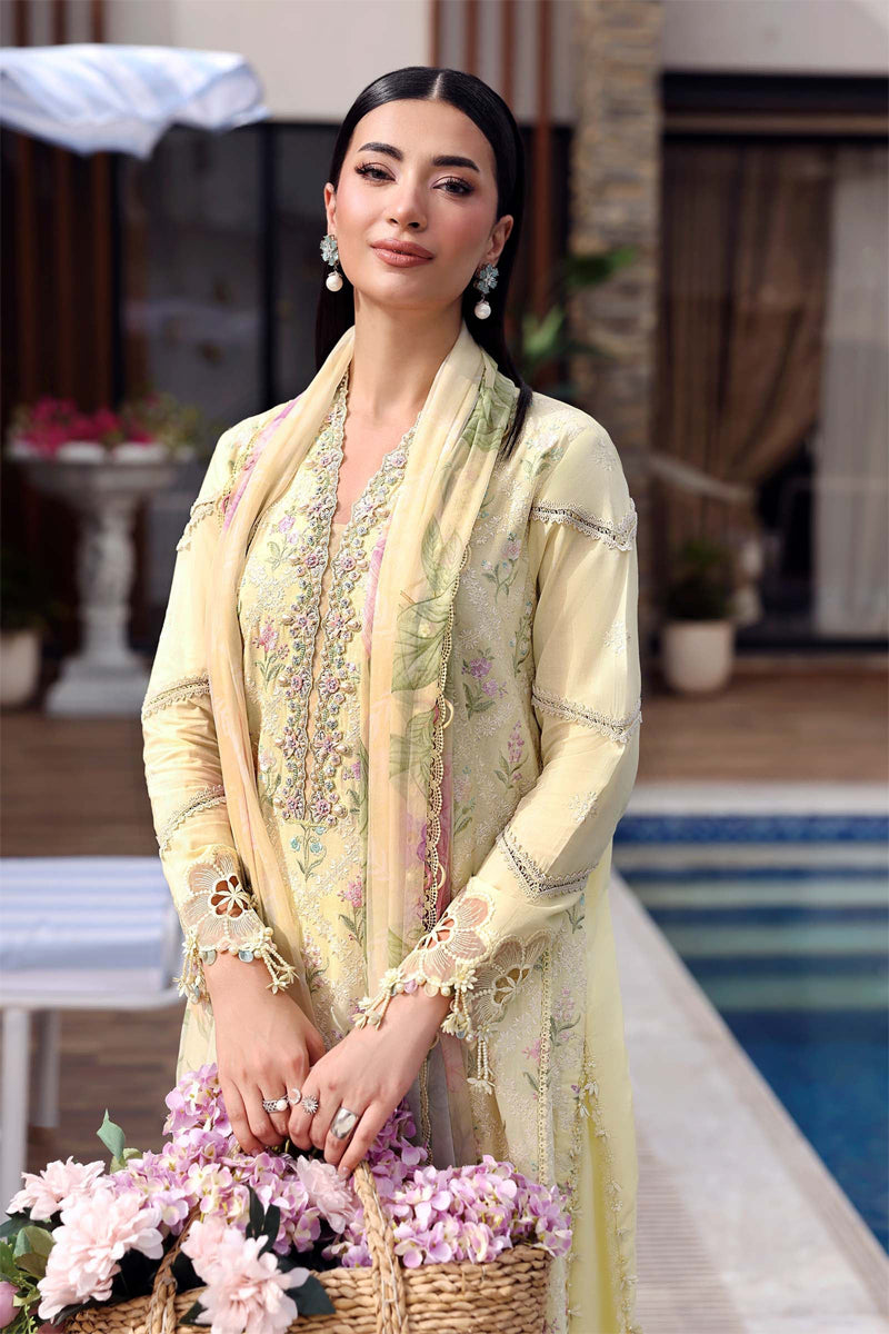 Elahéh By Maria B - 3PC Unstitched Digital Printed Lawn Suit (Pale Lemon)