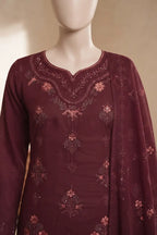 Noor by Breeza Fashion - 3PC Unstitched Embroidered Lawn Suit (Maroon)