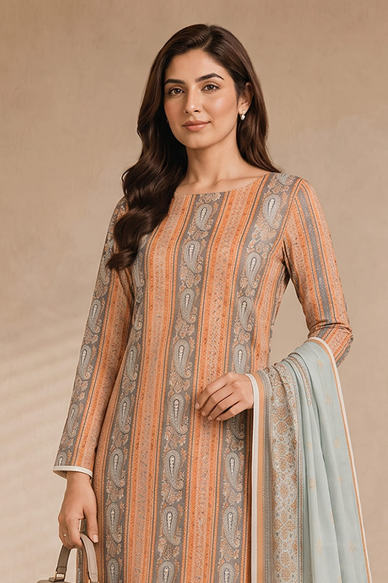 Khaadi (Vol.5) – 3 Piece Unstitched Printed Lawn Suit (Muted Terracotta & Pastel Mint)