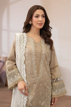 Aqua By Johra - 3PC Unstitched Embroidered Lawn Suit (Sandy Beige)