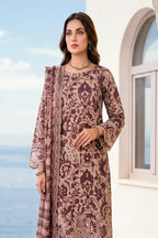 Zesh - 3PC Unstitched Embroidered Lawn Suit (Dust Mauve & Brown Floral)