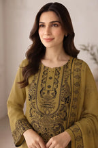 Princess by Breeza Fashion - 3PC Unstitched Embroidered Lawn Suit (Olive Green)