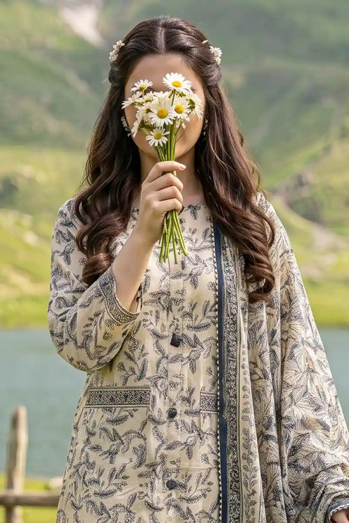 Almeerah - Nelofir Bloom 3PC Unstitched Printed Lawn Suit (Pearl Haven)