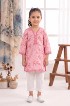 Little Angel Girls Soft Cotton Printed Kurti Shirt (Light Pink)