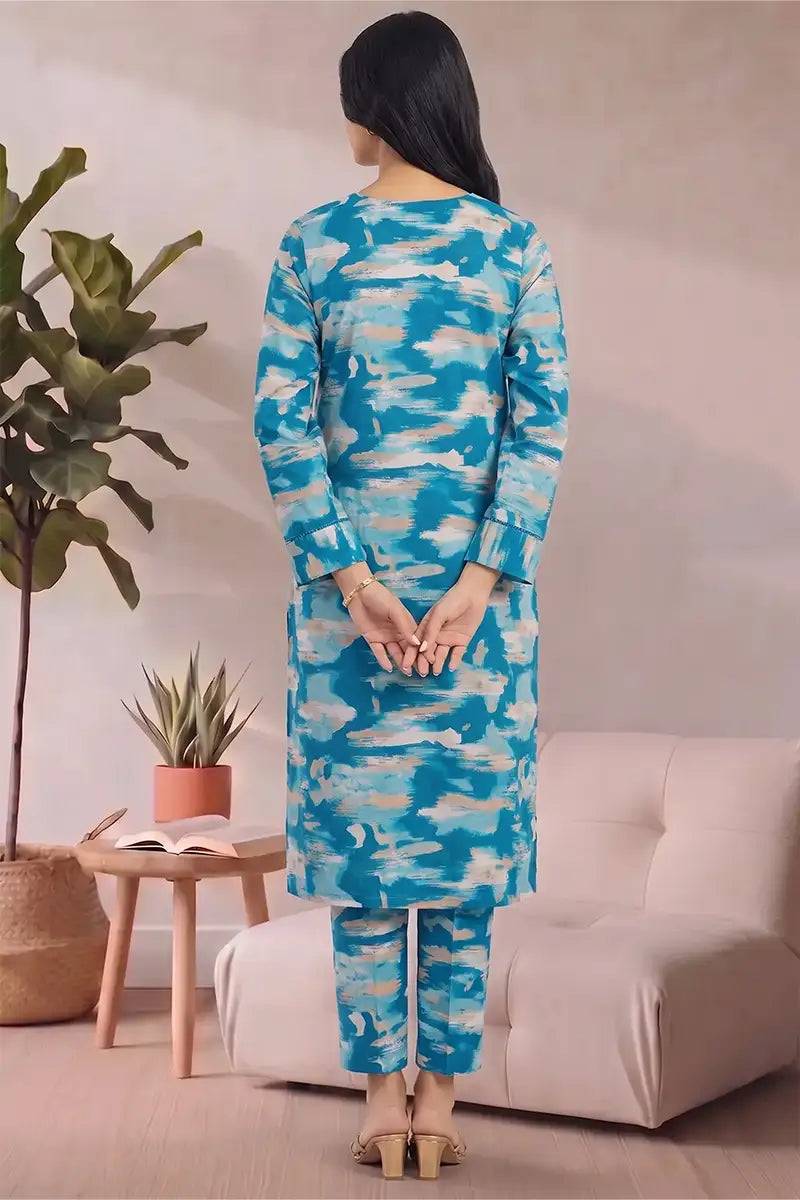 Bonanza Unstitched Lawn 2-Piece Same Print Suit (Ocean Teal)