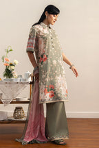 COCO By Zara Shahjahan - 3-Piece Unstitched Printed Lawn Suit (Sage Green & Dusty Rose)