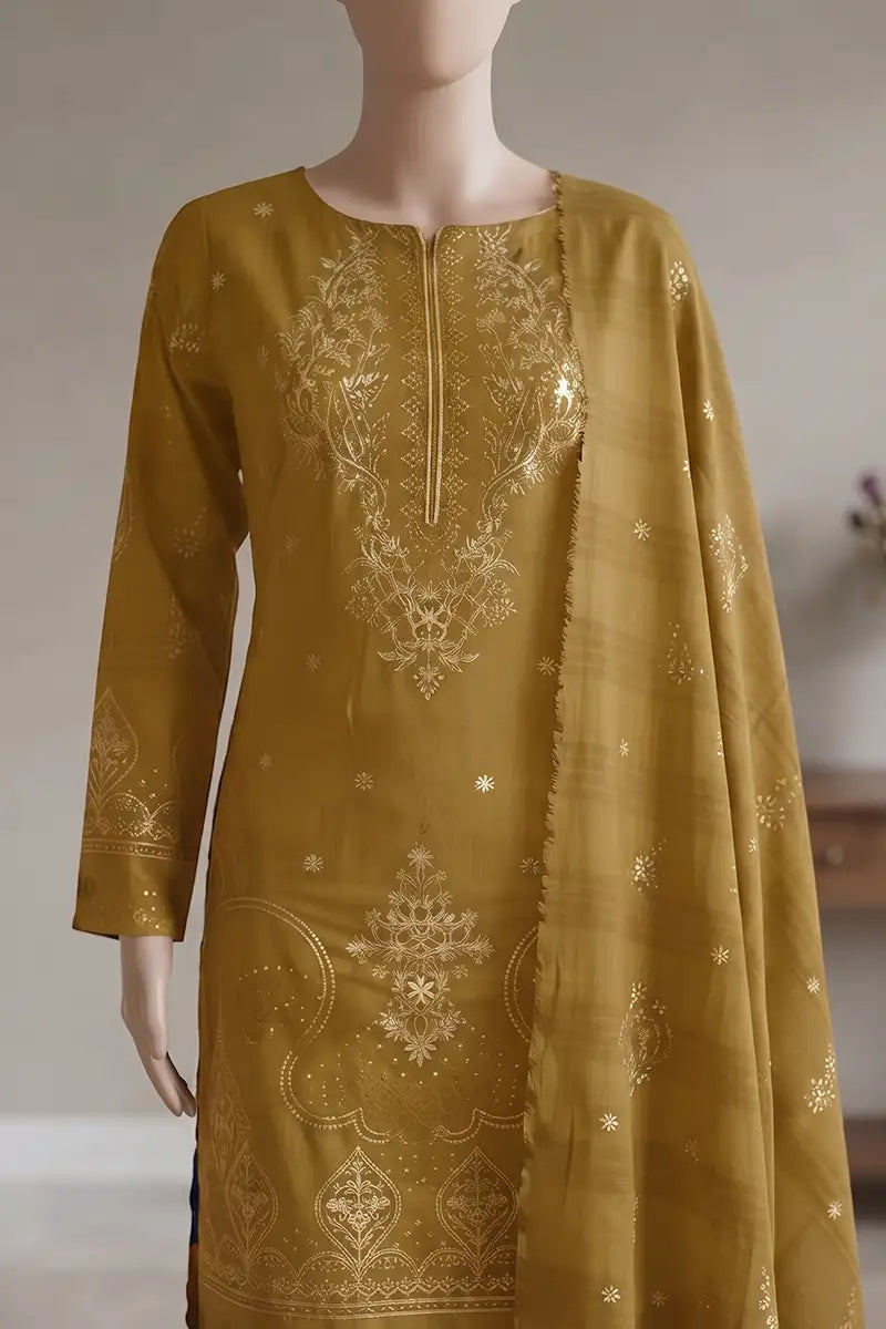 Milano by Breeza Fashion - 3PC Unstitched Embroidered Lawn Suit (Gold)