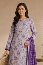 Khaadi (Vol.4) – 3 Piece Unstitched Printed Lawn Suit (Pale Lilac & Violent)