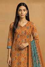 Sapphire Lawn Vol.08 - 3PC Unstitched Printed Lawn Suit (Rust Ochre)