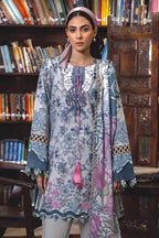 Jade Classic Cambric Collection Vol-05 - 3 Piece Unstitched Printed Suit (Steel Blue-Grey)