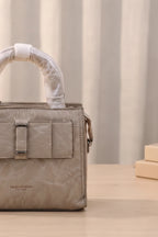 Elegance Structured Faux Leather Shoulder Bag (Warm Taupe)