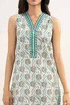 Khaadi – Summer Series 3 Piece Unstitched Printed Lawn Suit (Off White & Sea Foam)