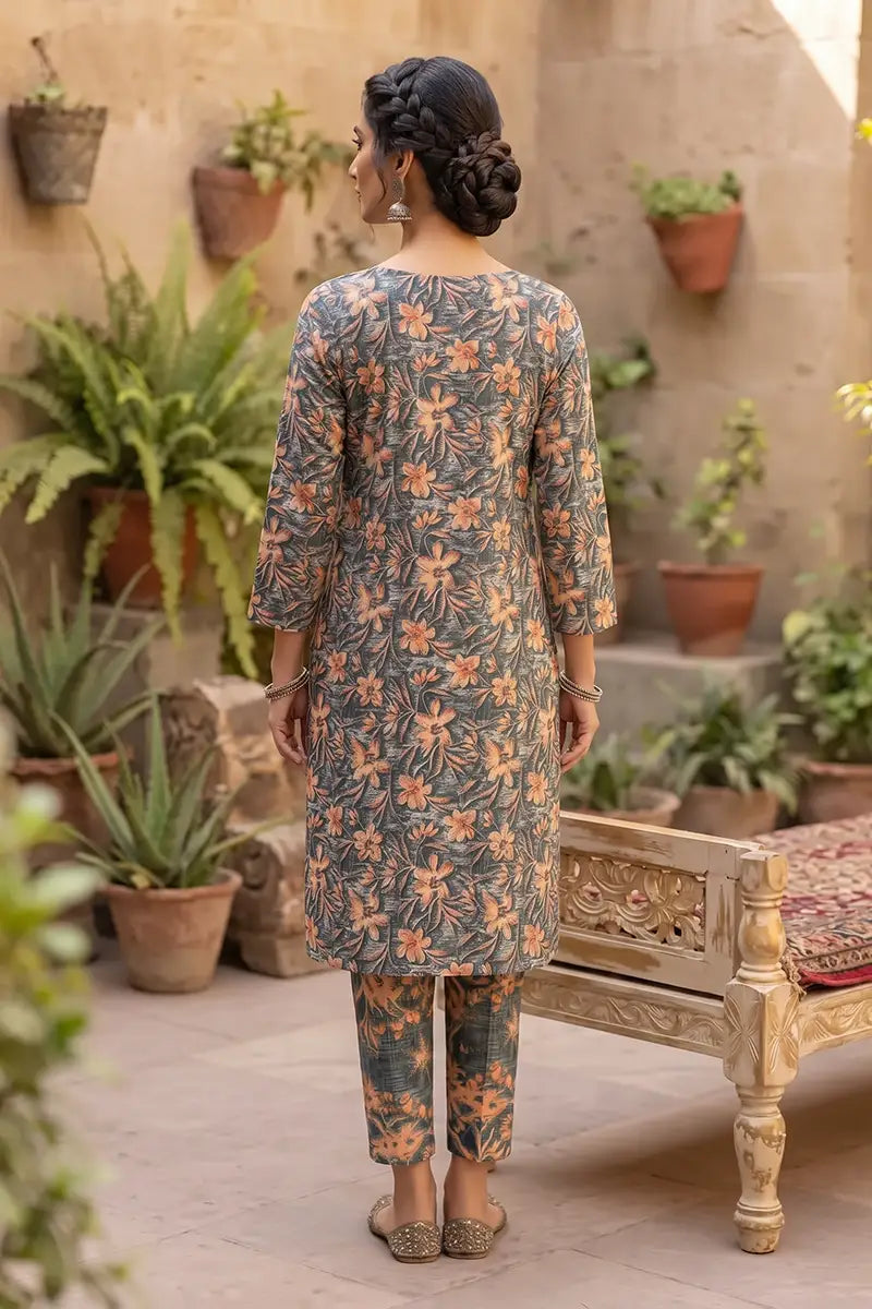Sana Safinaz Printed Lawn Unstitched 2-Piece Suit (Slate Grey)