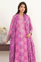 Sapphire - 3PC Unstitched Embroidered Printed Lawn Suit (Rich Violent Pink)