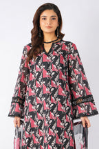 Nishat (Vol.4) - 3pc Unstitched Digital Embroidered Printed Lawn (Jet Black & Dark Rose)