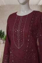 Pariyon Ki Rani by Breeza Fashion - 3PC Unstitched Embroidered Lawn Suit (Maroon)
