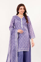 Zesh - Drop Fourteen Printed Series 3PC Unstitched Lawn Suit (Periwinkle & Lavender Blue)