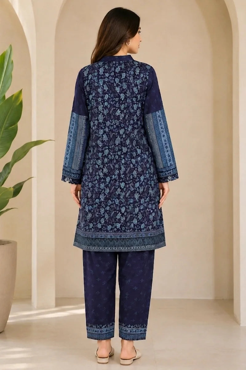 KBC 2PC Stitched Collection - Printed Lawn Suit (Navy Blue)