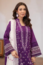 Aqua By Johra - 3PC Unstitched Embroidered Lawn Suit (Purple)