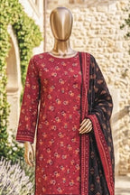 Safina Zeenat Printed Lawn 3-Piece Unstitched Suit (Crimson Red)
