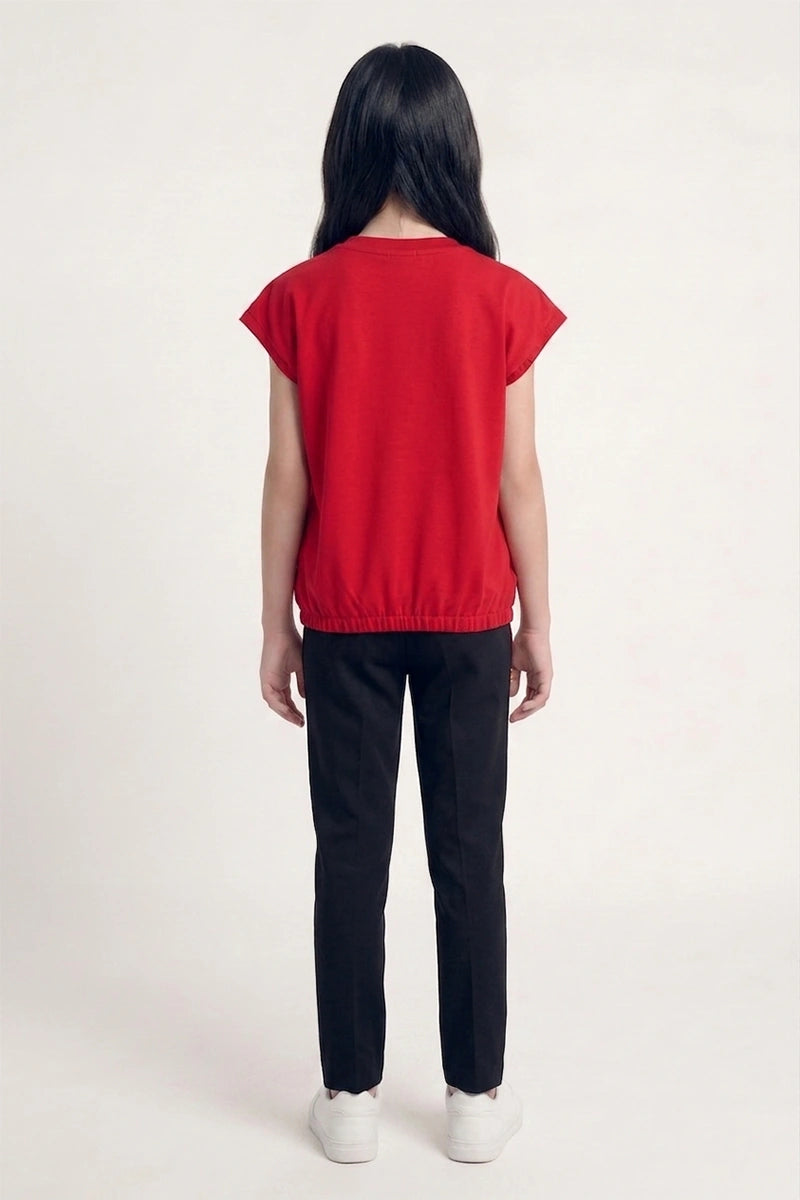 Girls Casual Comfort T-Shirt (Red)