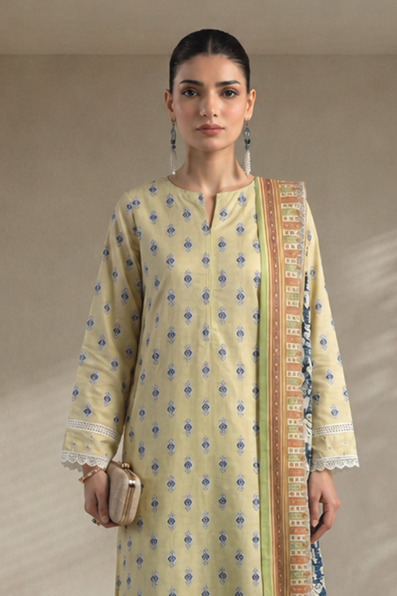 Khaadi – 3 Piece Unstiched Premium Printed Lawn Suit (Soft Lime & Pistachio)