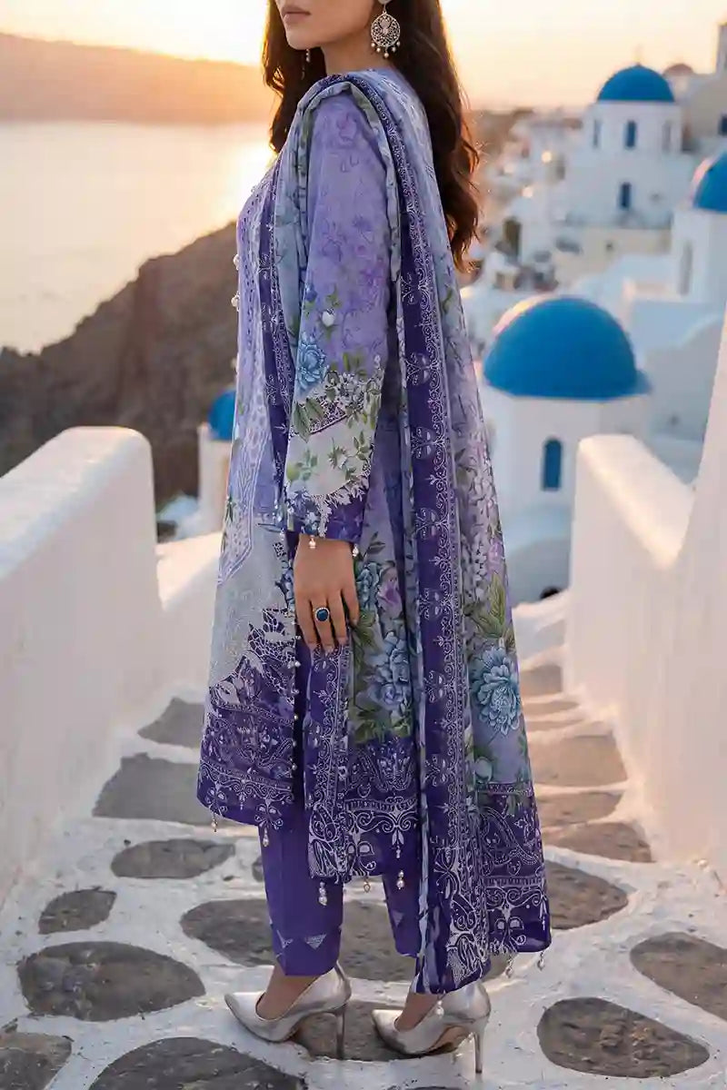 Aabruh Vol-1 3PC Unstitched Printed Lawn Suit (Periwinkle)