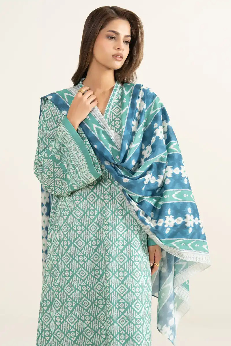 Sapphire Lawn Vol.08 - 3PC Unstitched Printed Lawn Suit (Pastel Seafoam)