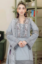 Emerald By Johra - 3 Piece Unstitched Embroidered Chikankari Lawn Suit (Icy Slate)