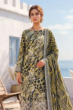 Zesh - 3PC Unstitched Embroidered Lawn Suit (Lime Olive Green)