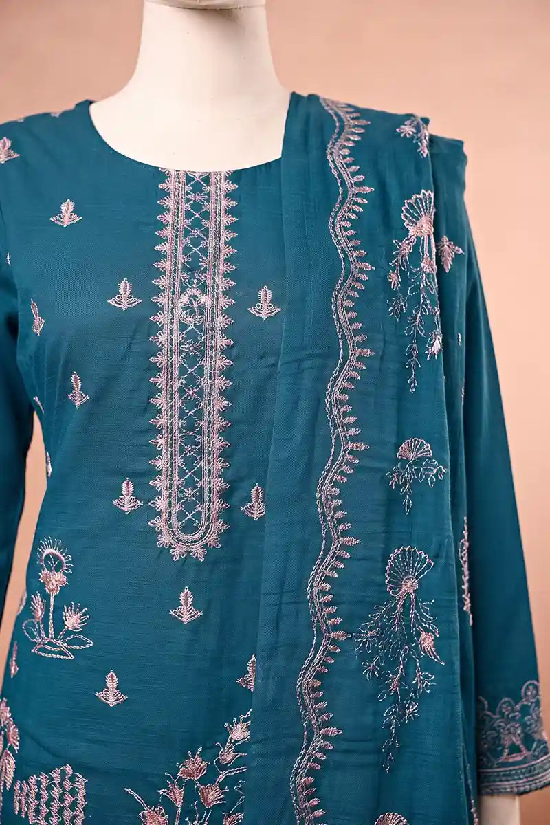 Elanza by Breeza Fashion - 3PC Unstitched Embroidered Lawn Suit (Blue)