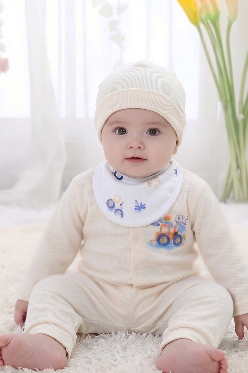'Let's Work' Tractor Long Sleeve (0-3 Months) (White)