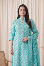 Gul Rang By Bareezé – 3-Piece Unstiched Printed Classic Lawn (Cyan)