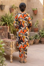 Sana Safinaz Printed Lawn Unstitched 2-Piece Suit (Vibrant Orange)