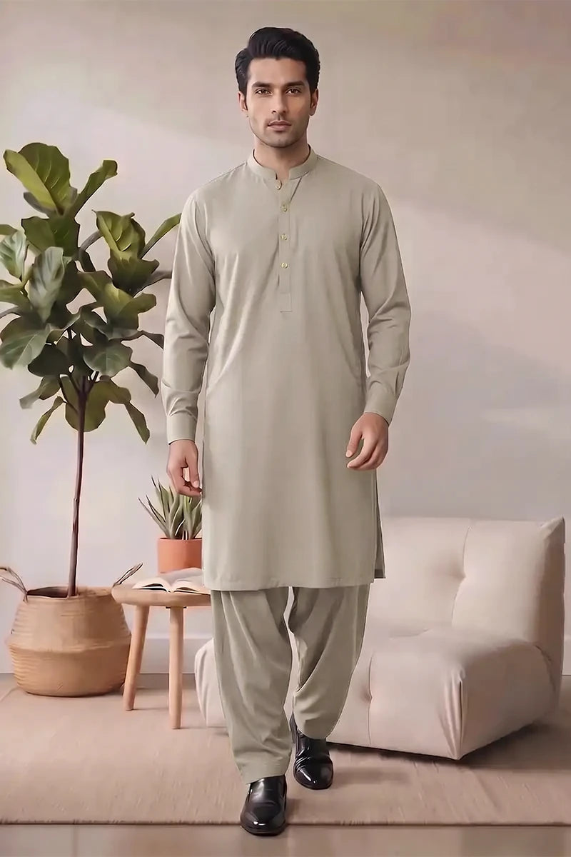 Saya Men’s Wash & Wear Unstitched Suit (Pale Sage)