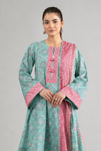 Nishat (Vol.4) - 3pc Unstitched Digital Embroidered Printed Lawn (Sea Green & Candy Pink)