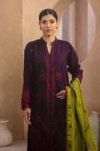 Mahrin By Johra - Premium 3PC Unstitched Embroidered Lawn Suit (Beetroot & Vibrant Stem)