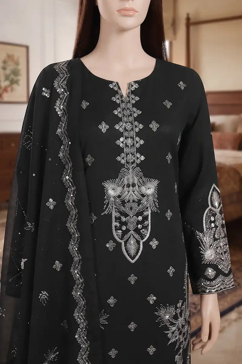 Arooj by Breeza Fashion - 3PC Unstitched Embroidered Lawn Suit (Black)