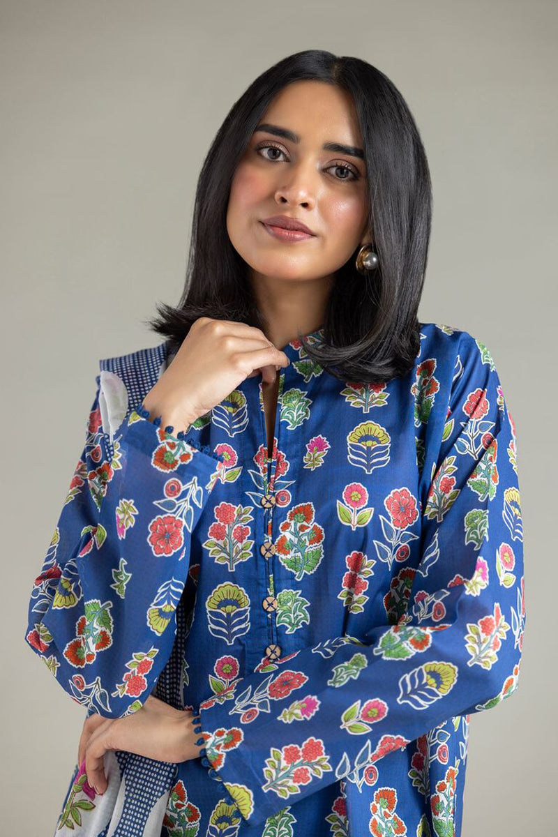 Khaadi – Summer Series 3 Piece Unstitched Printed Lawn Suit (Royal Blue)