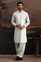 Premium Men's Unstitched Cotton Fabric Suit (Off-White Grey)