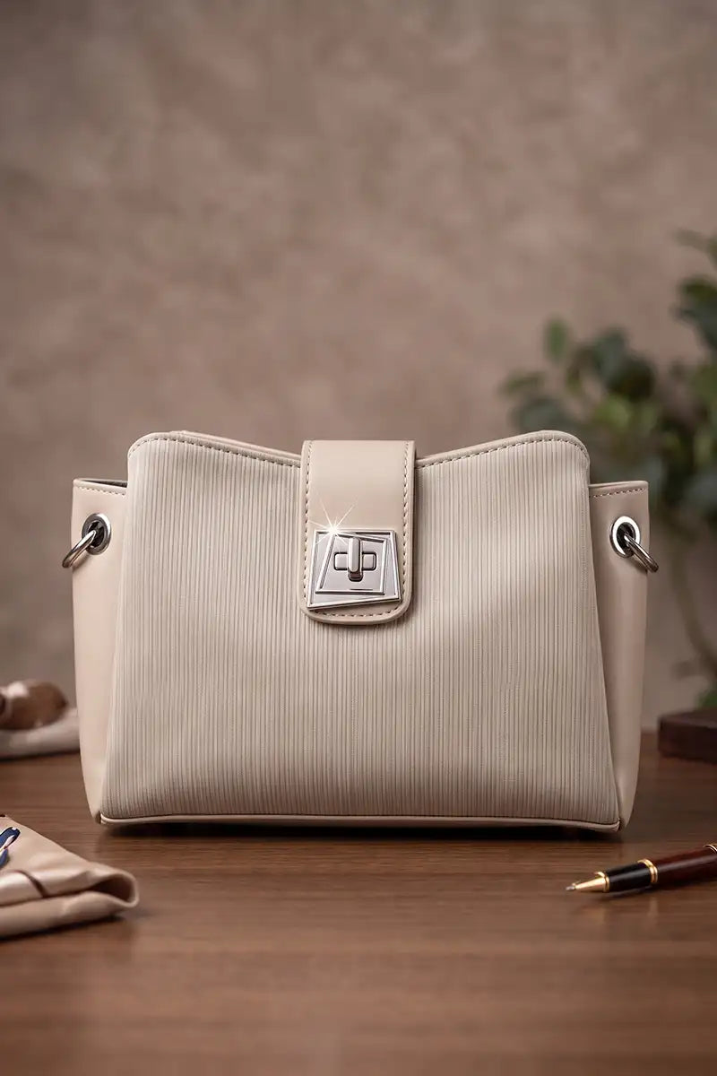 Premium Women's Imported Handbag (Light Cream)