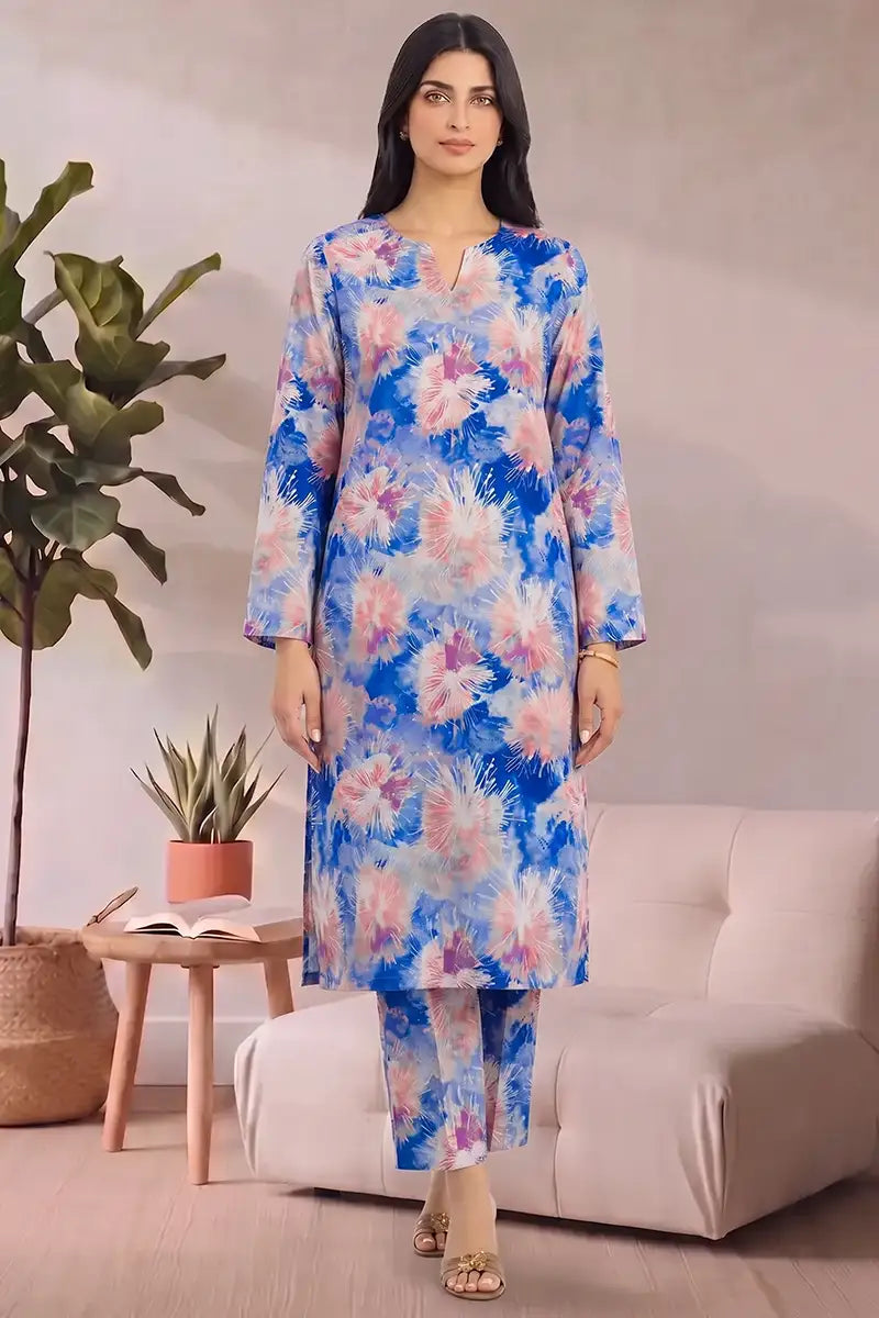 Bonanza Unstitched Lawn 2-Piece Same Print Suit (Vibrant Royal Blue)