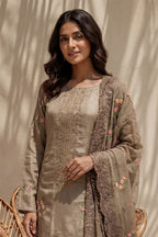 Millat - 3PC Unstitched Embroidered Lawn Suit (Muted Khaki)