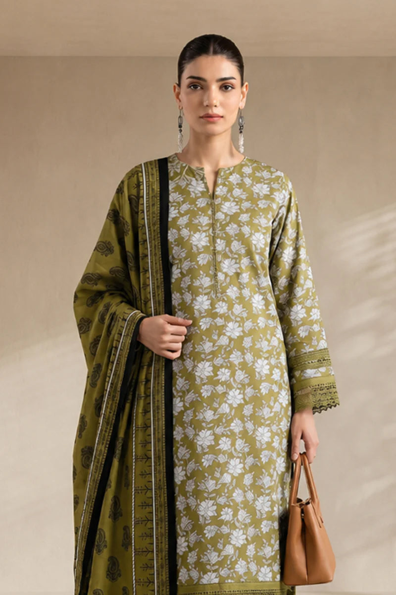 Khaadi – 3 Piece Unstitched Digital Printed Lawn Suit (Moss Green)