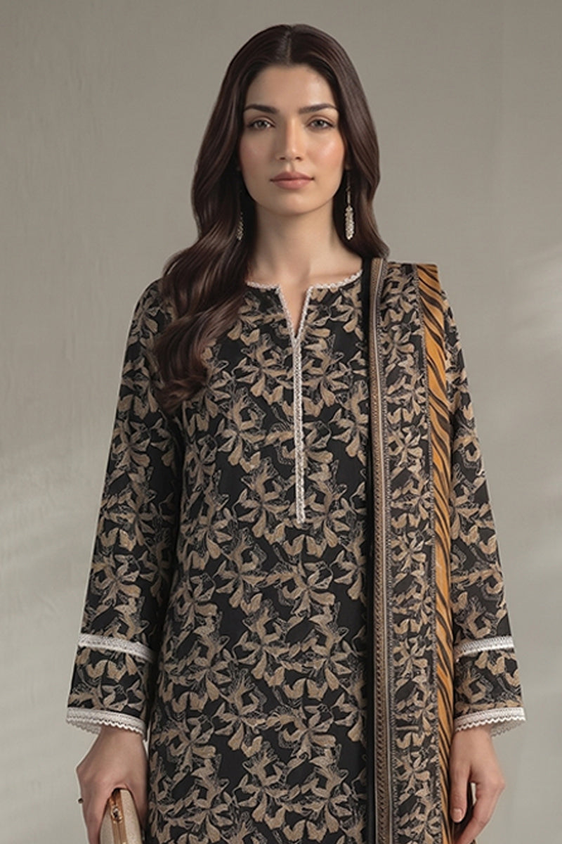 Khaadi – 3 Piece Unstitched Digital Printed Lawn Suit (Black)