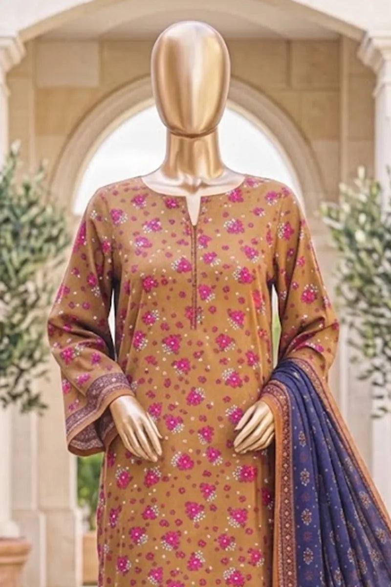 Safina Zeenat Printed Lawn 3-Piece Unstitched Suit (Mustard Gold)